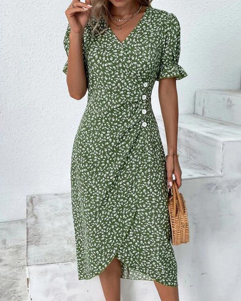 Sophie | Elegant & Comfortable Floral Dress with Short Sleeves