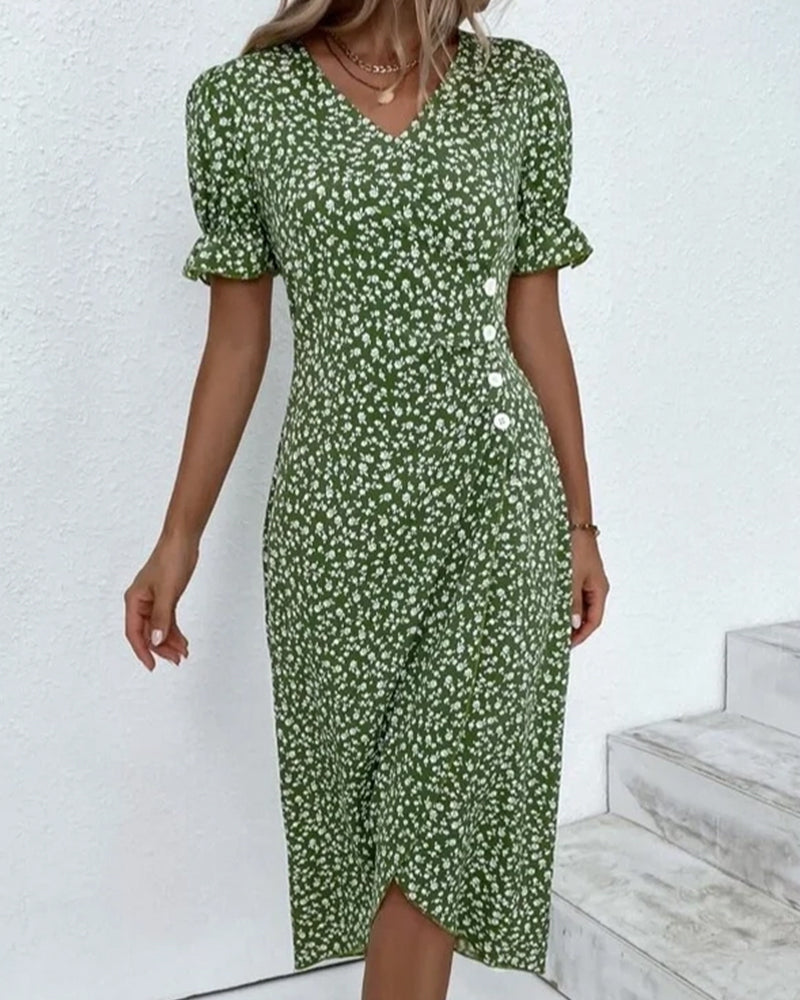 Sophie | Elegant & Comfortable Floral Dress with Short Sleeves