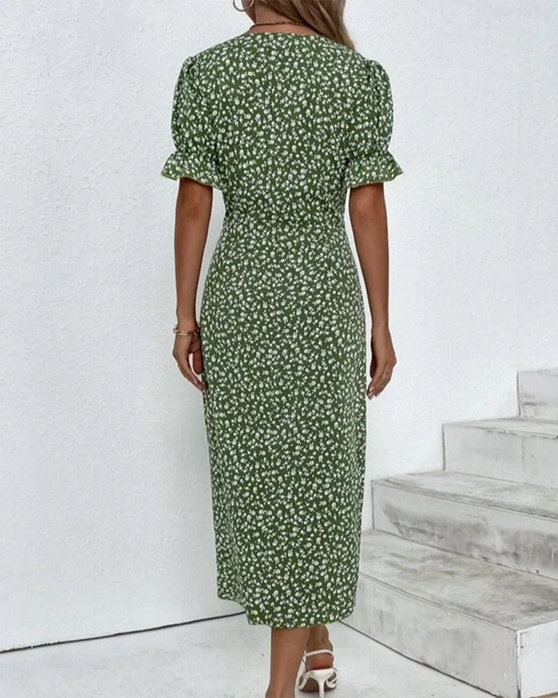 Sophie | Elegant & Comfortable Floral Dress with Short Sleeves