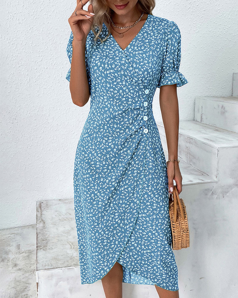 Sophie | Elegant & Comfortable Floral Dress with Short Sleeves