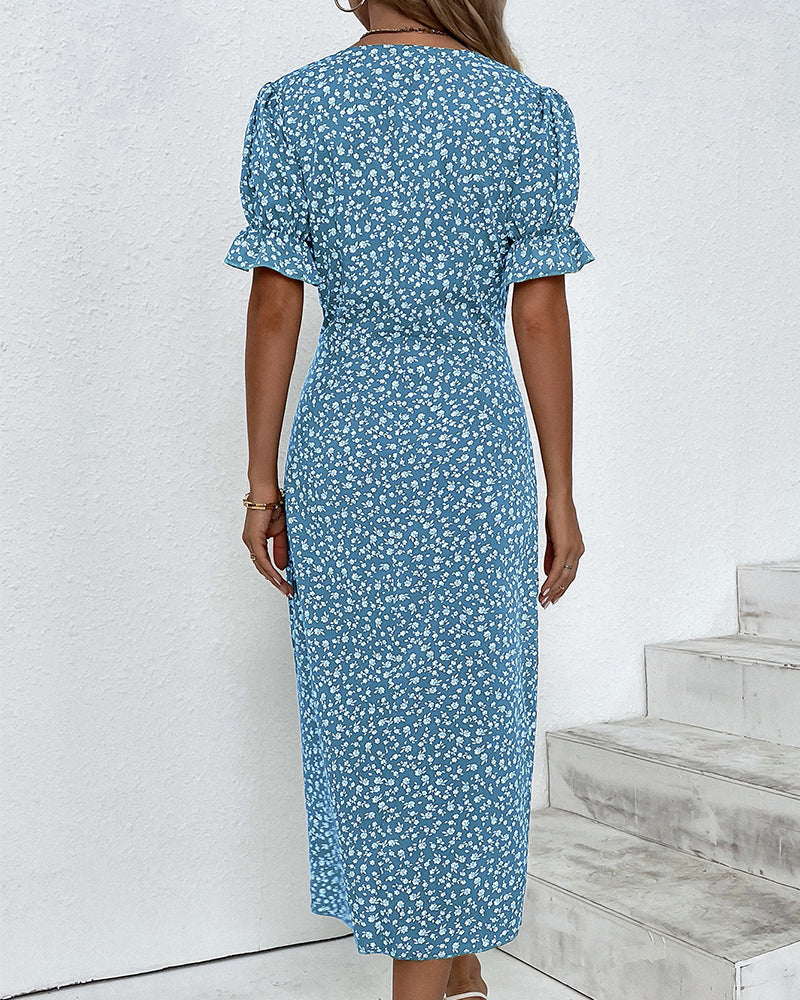 Sophie | Elegant & Comfortable Floral Dress with Short Sleeves