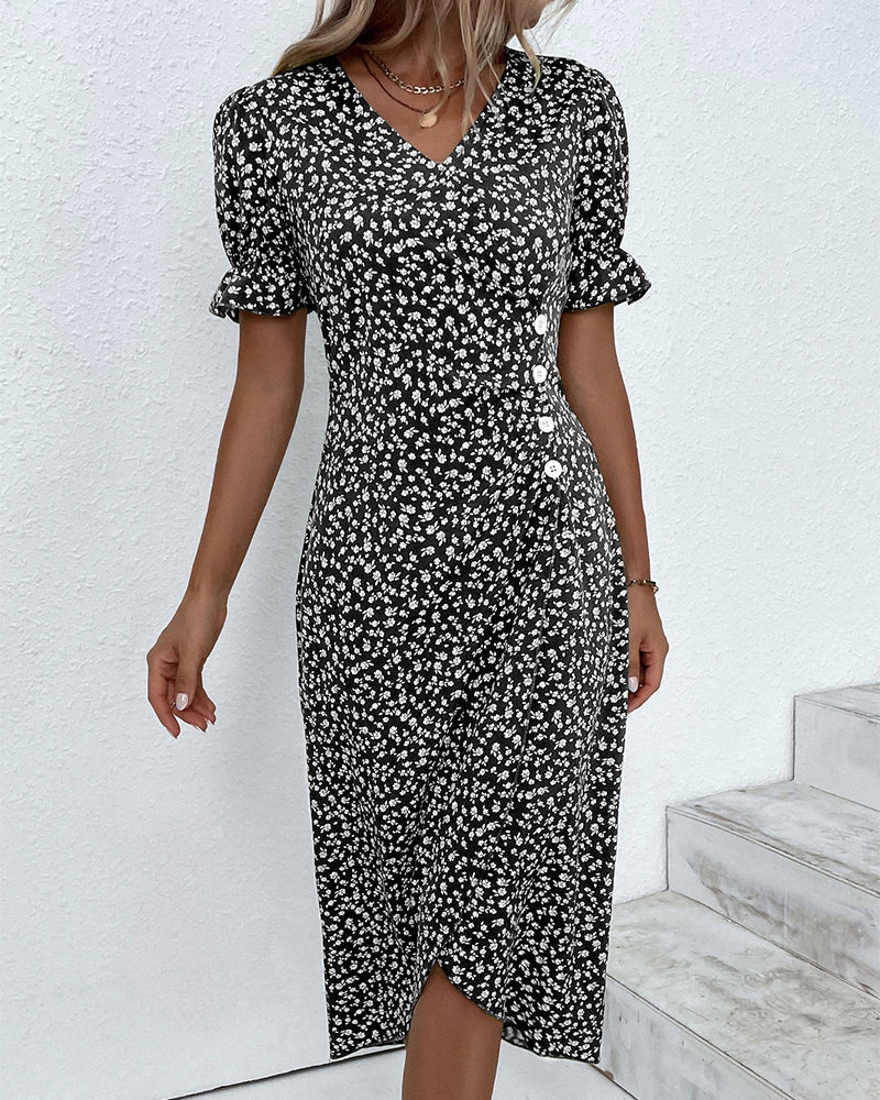 Sophie | Elegant & Comfortable Floral Dress with Short Sleeves