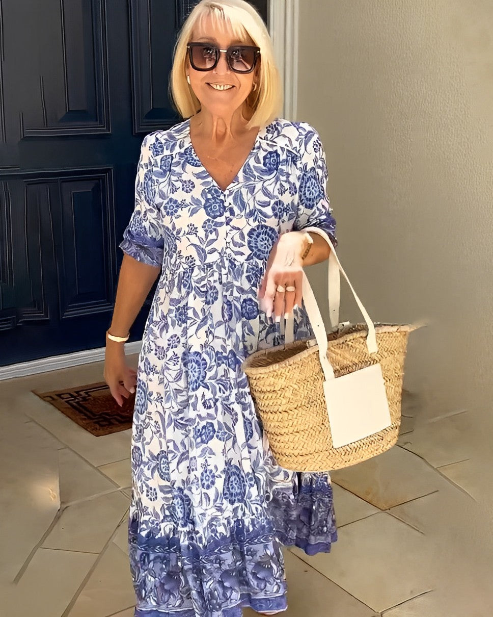 Keisha | Elegant Floral Dress with V-Neck