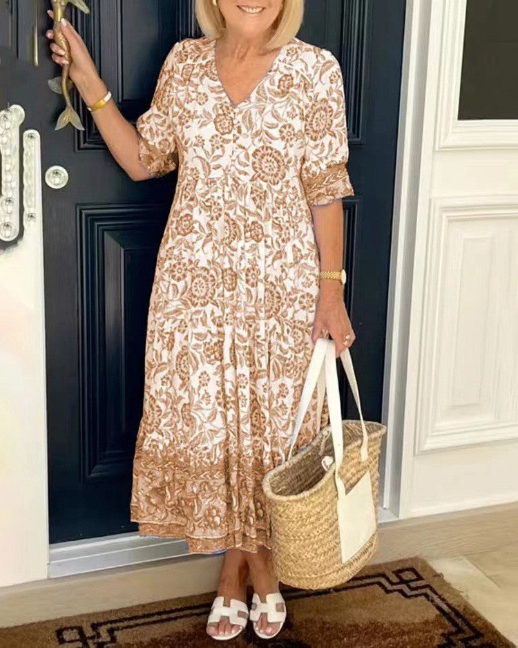 Keisha | Elegant Floral Dress with V-Neck