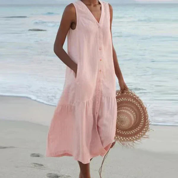 Luna Vela | Sleeveless Shirt Dress with V-Neck