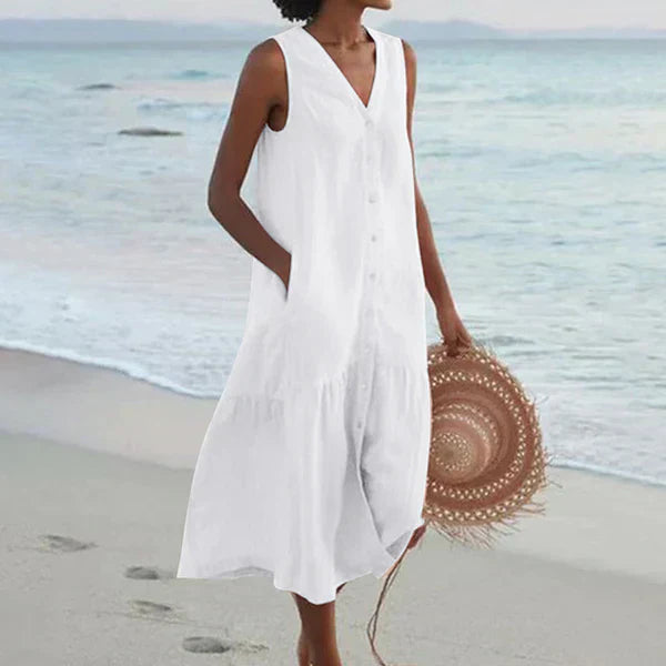 Luna Vela | Sleeveless Shirt Dress with V-Neck