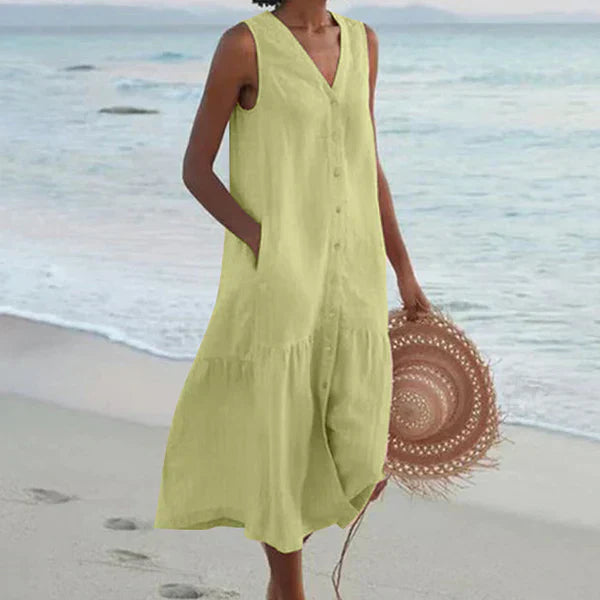 Luna Vela | Sleeveless Shirt Dress with V-Neck