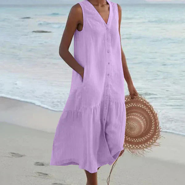 Luna Vela | Sleeveless Shirt Dress with V-Neck