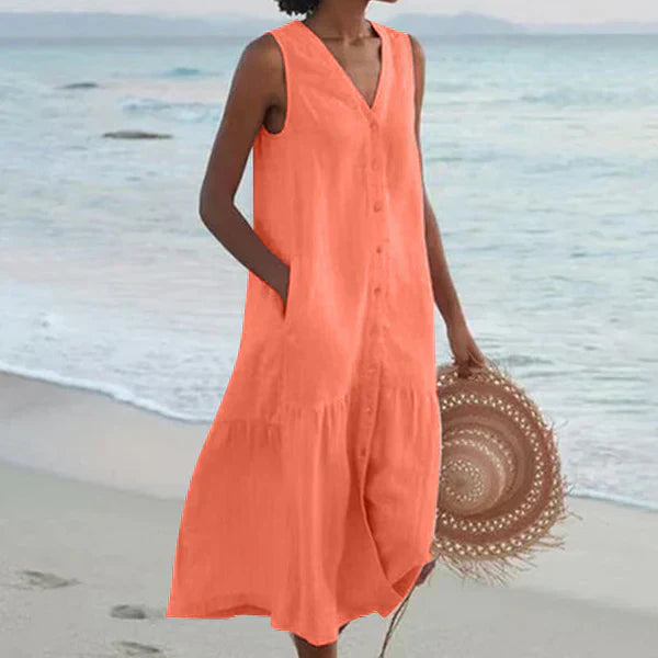 Luna Vela | Sleeveless Shirt Dress with V-Neck