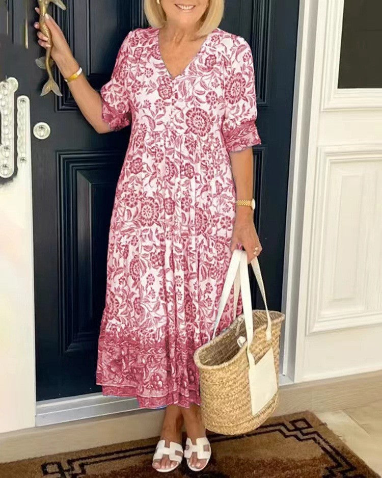 Keisha | Elegant Floral Dress with V-Neck