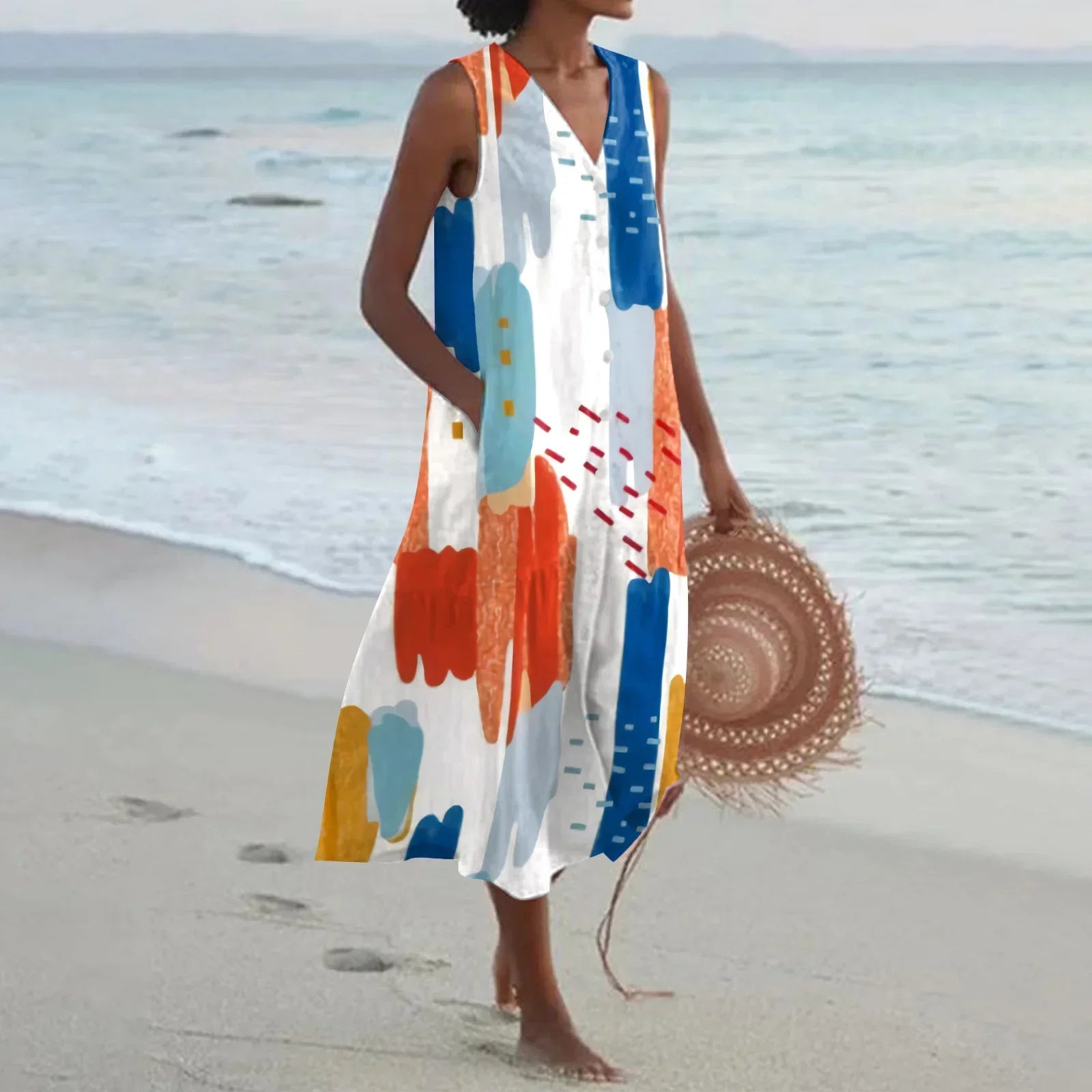 Giulia | Long Summer Dress with Floral Print and Flared Cut