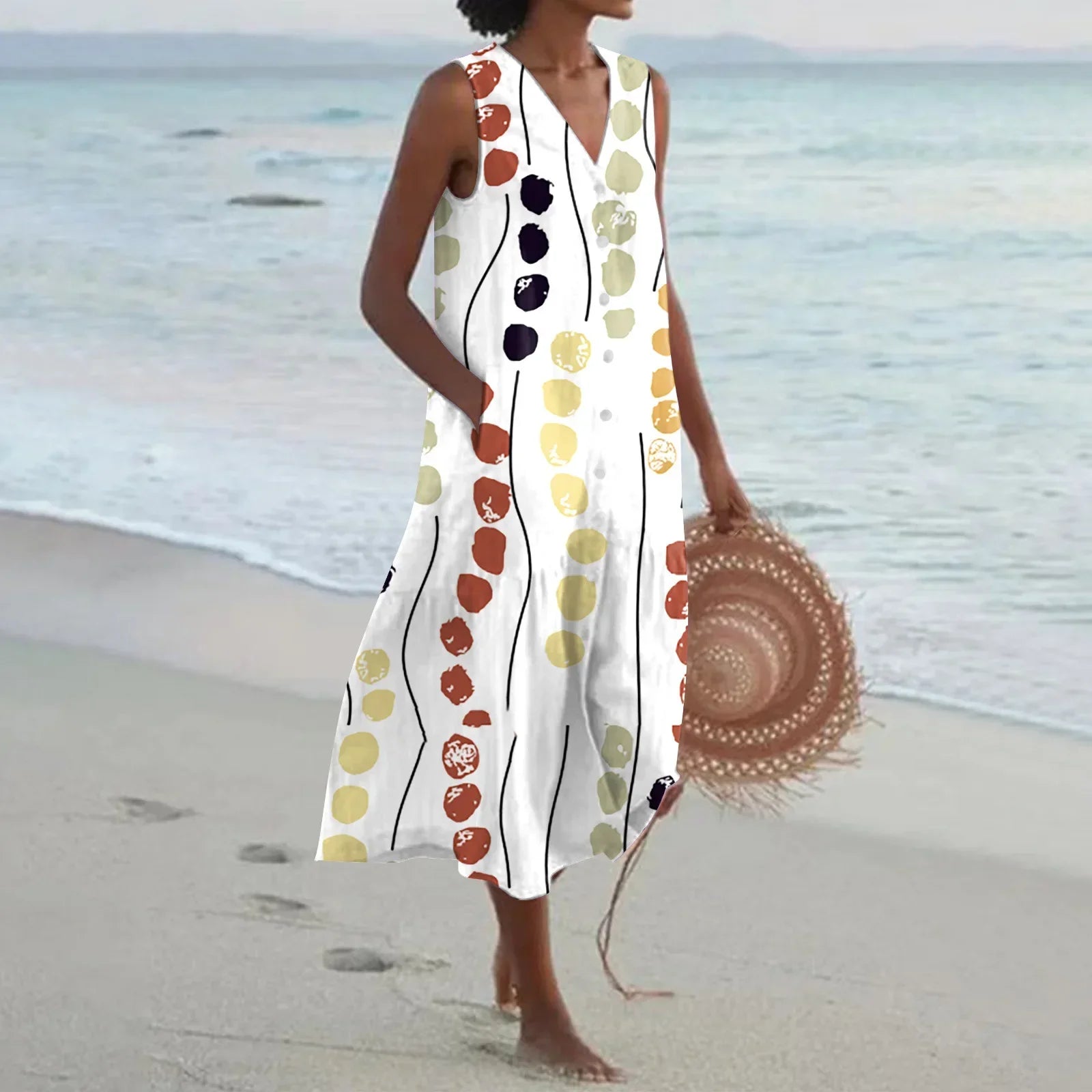 Giulia | Long Summer Dress with Floral Print and Flared Cut