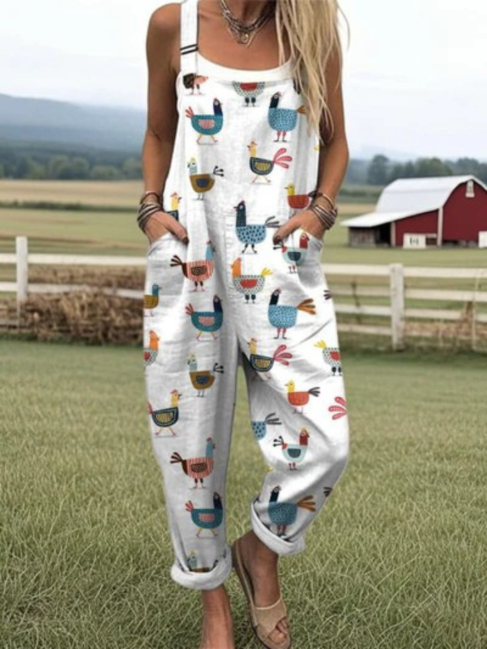 Tilda | Printed Pinafore with Chickens