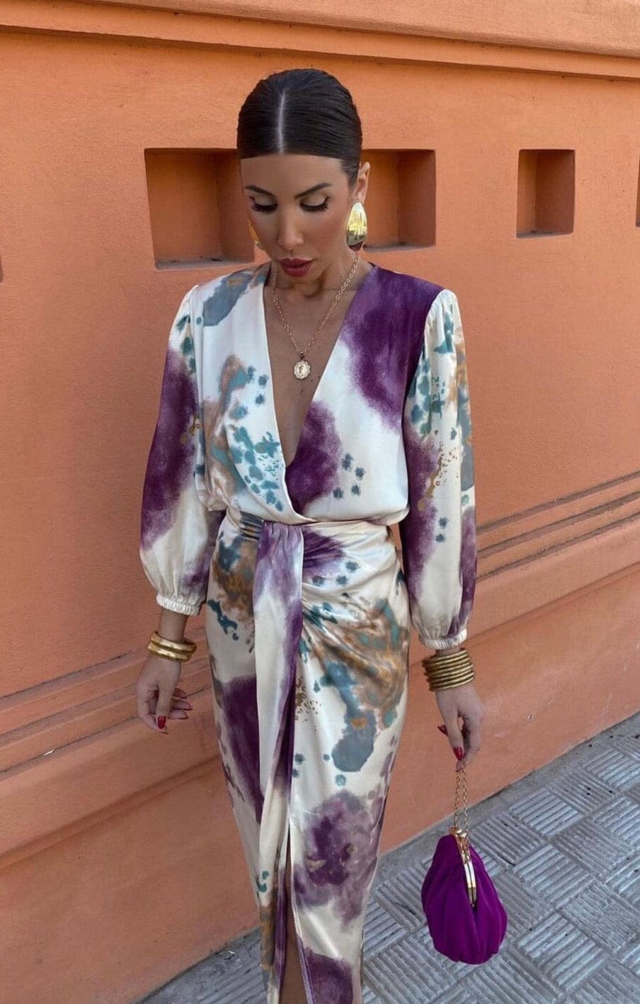 Emma™ | Elegant Silk Dress with V-neck