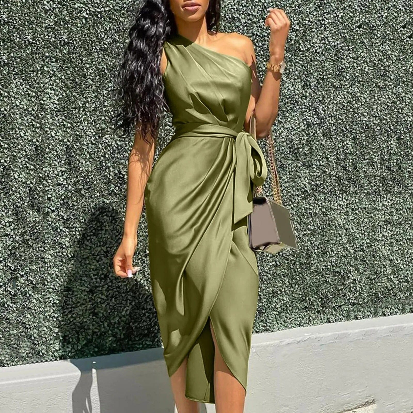 Eve™ | Silk Asymmetrical Maxi Dress with Ruffles