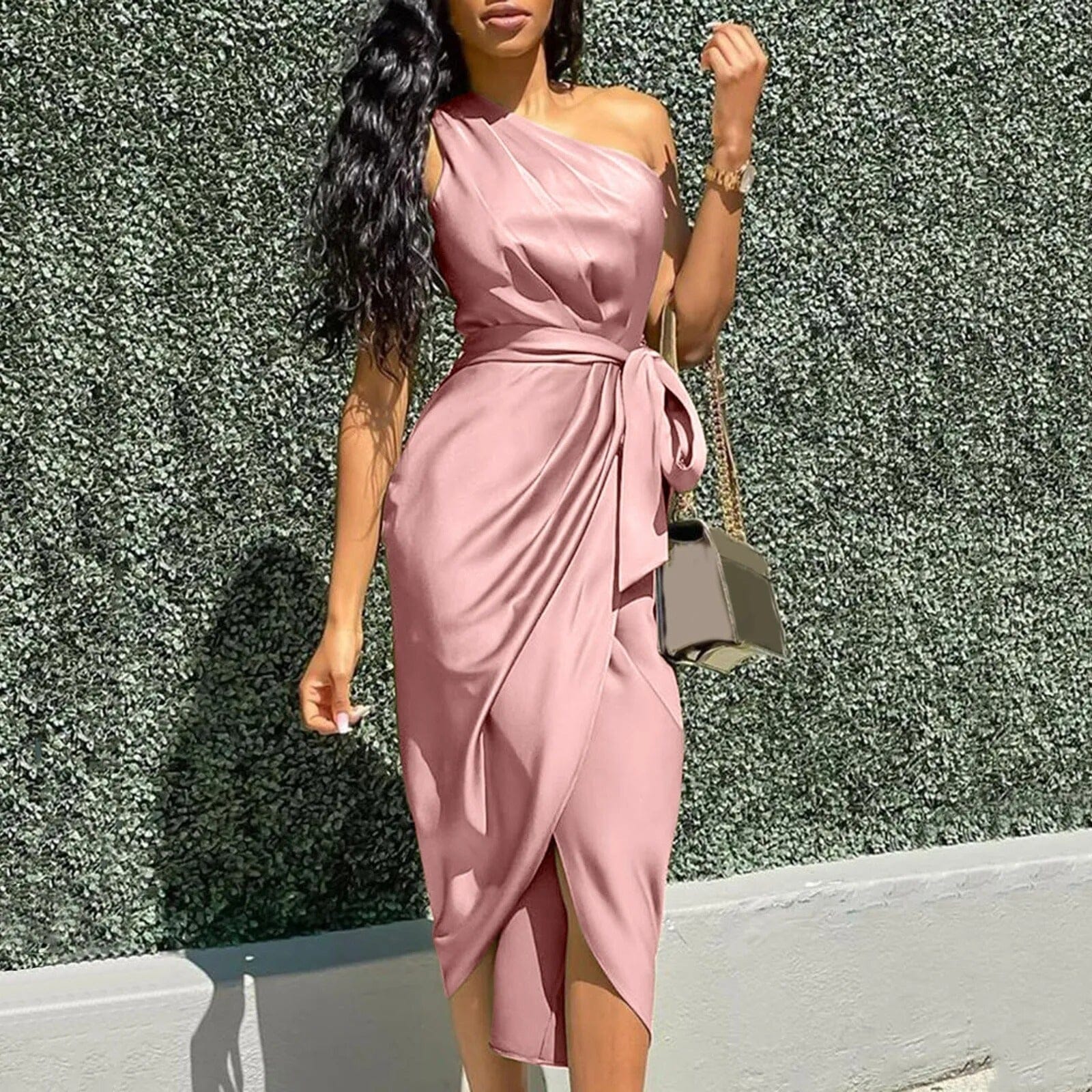 Eve™ | Silk Asymmetrical Maxi Dress with Ruffles