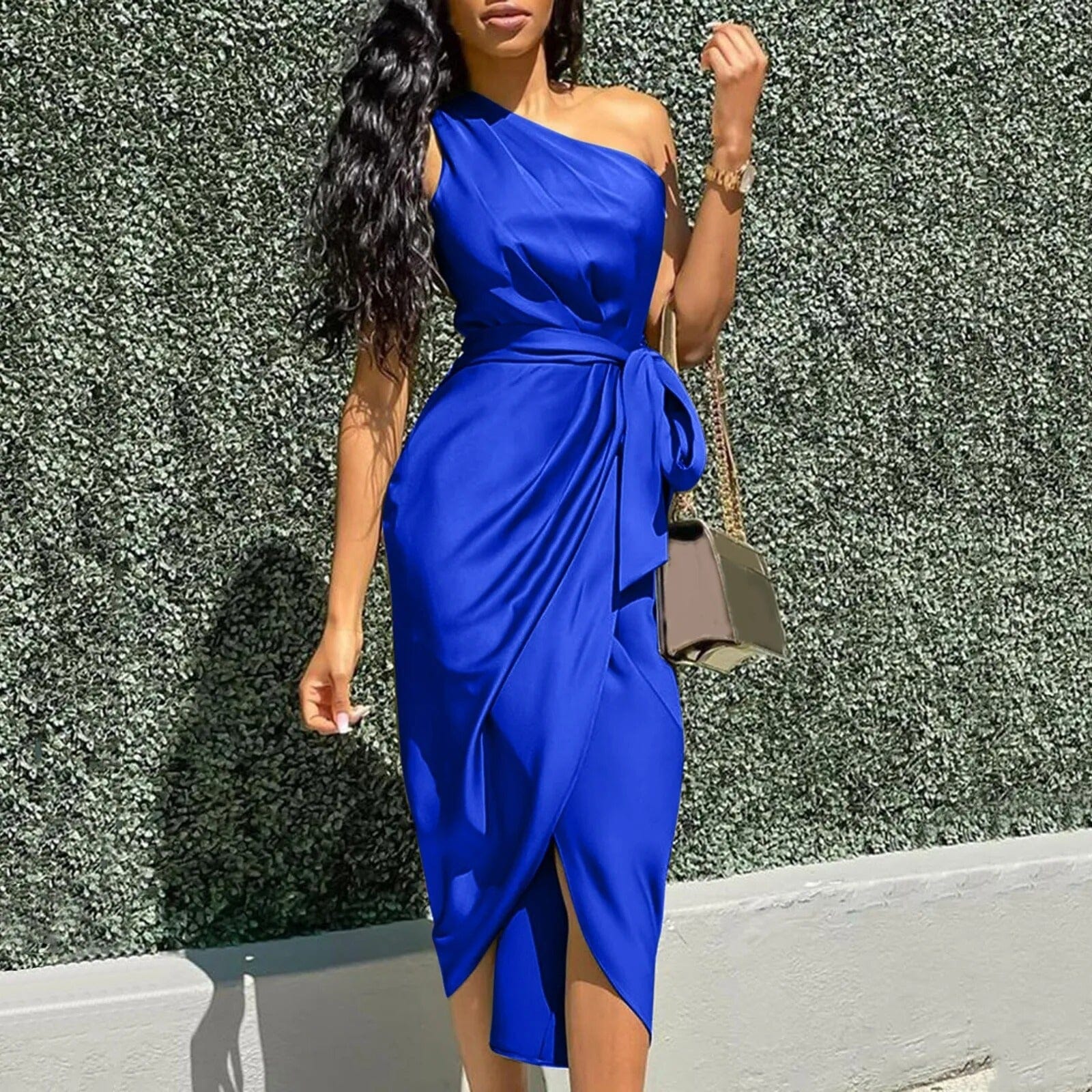 Eve™ | Silk Asymmetrical Maxi Dress with Ruffles
