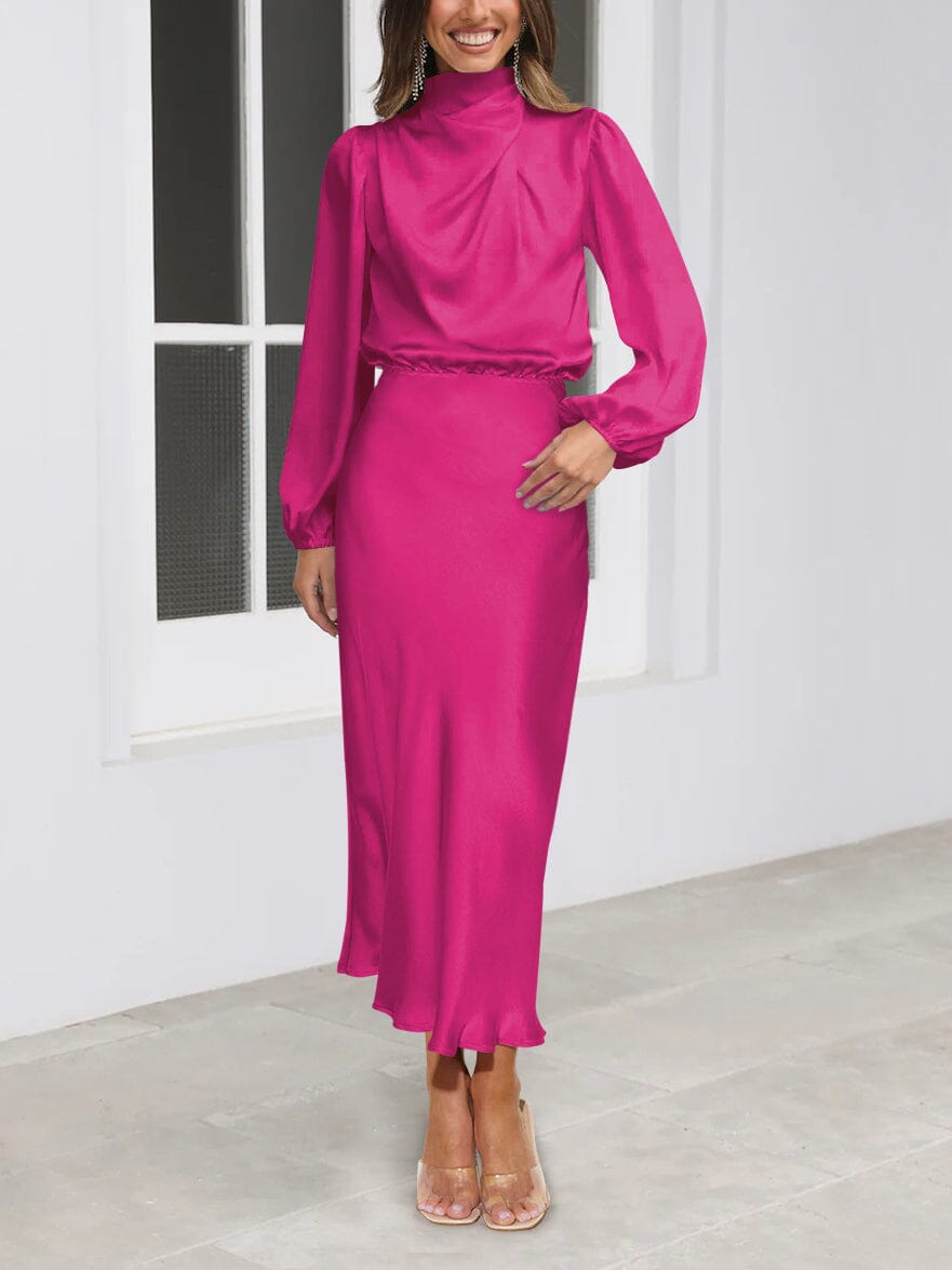 Evelyn™ | Elegant Silk Dress with Long Sleeves