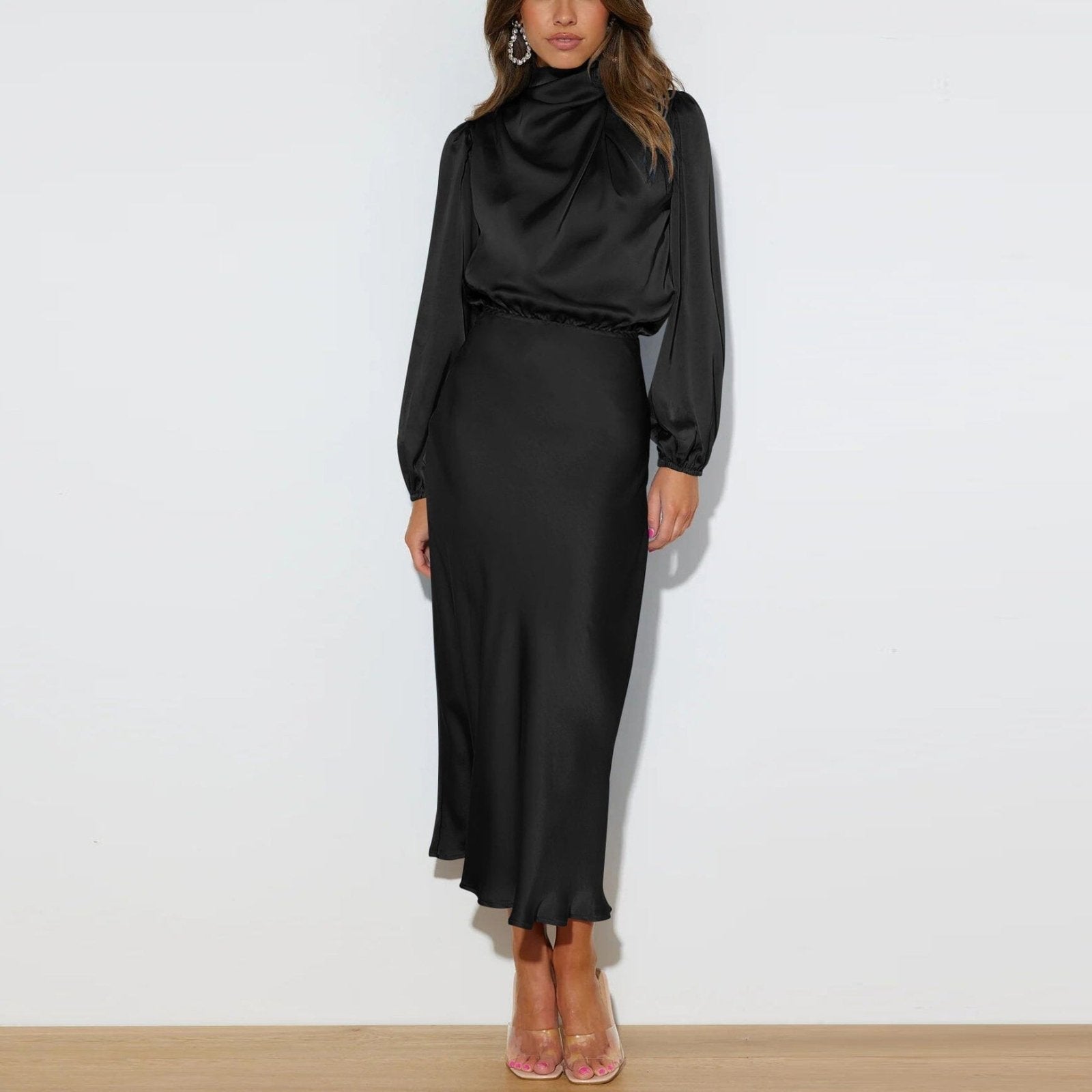 Evelyn™ | Elegant Silk Dress with Long Sleeves