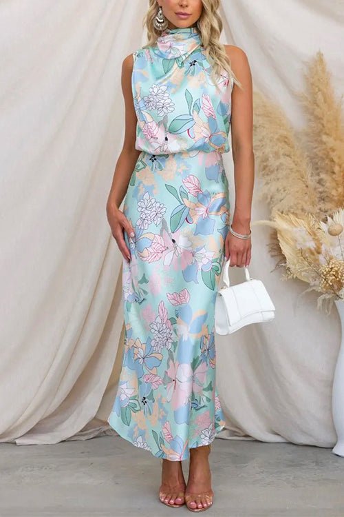 Georgia™ | Printed Maxi Satin Dress