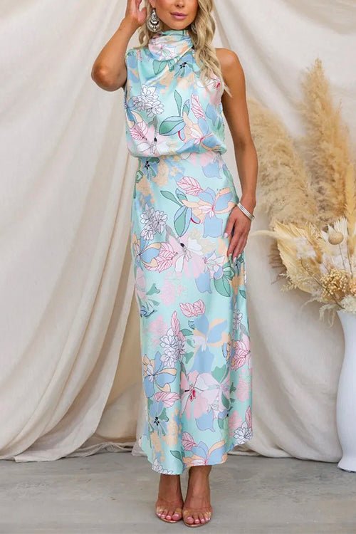 Georgia™ | Printed Maxi Satin Dress