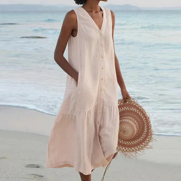 Luna Vela | Sleeveless Shirt Dress with V-Neck