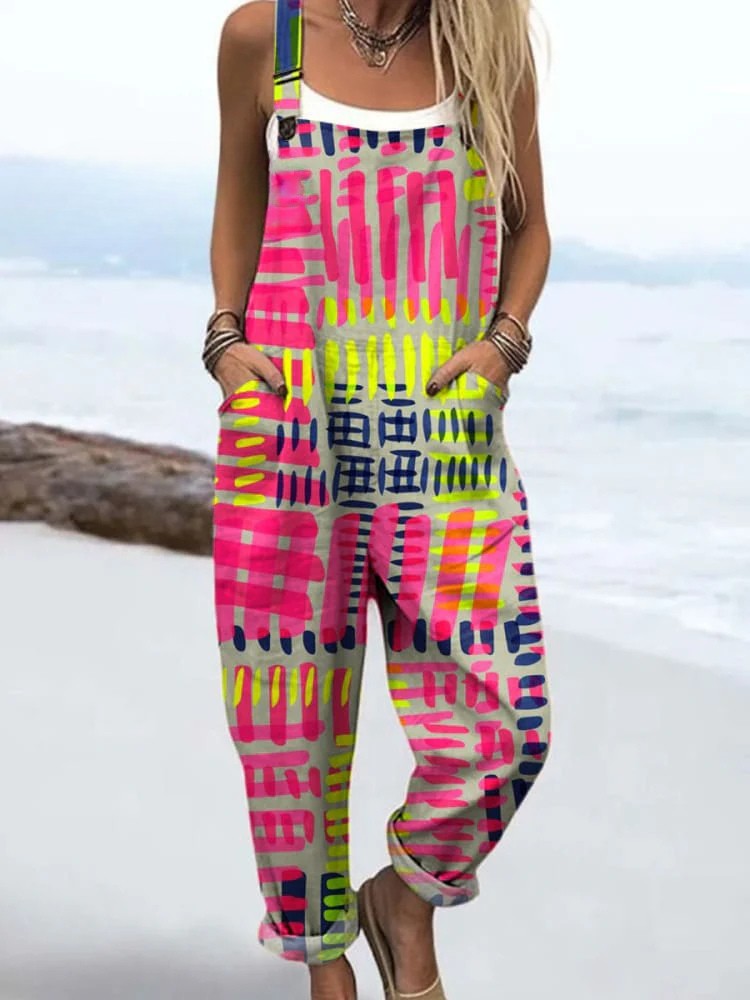 Solange | Neon Patterned Dungarees