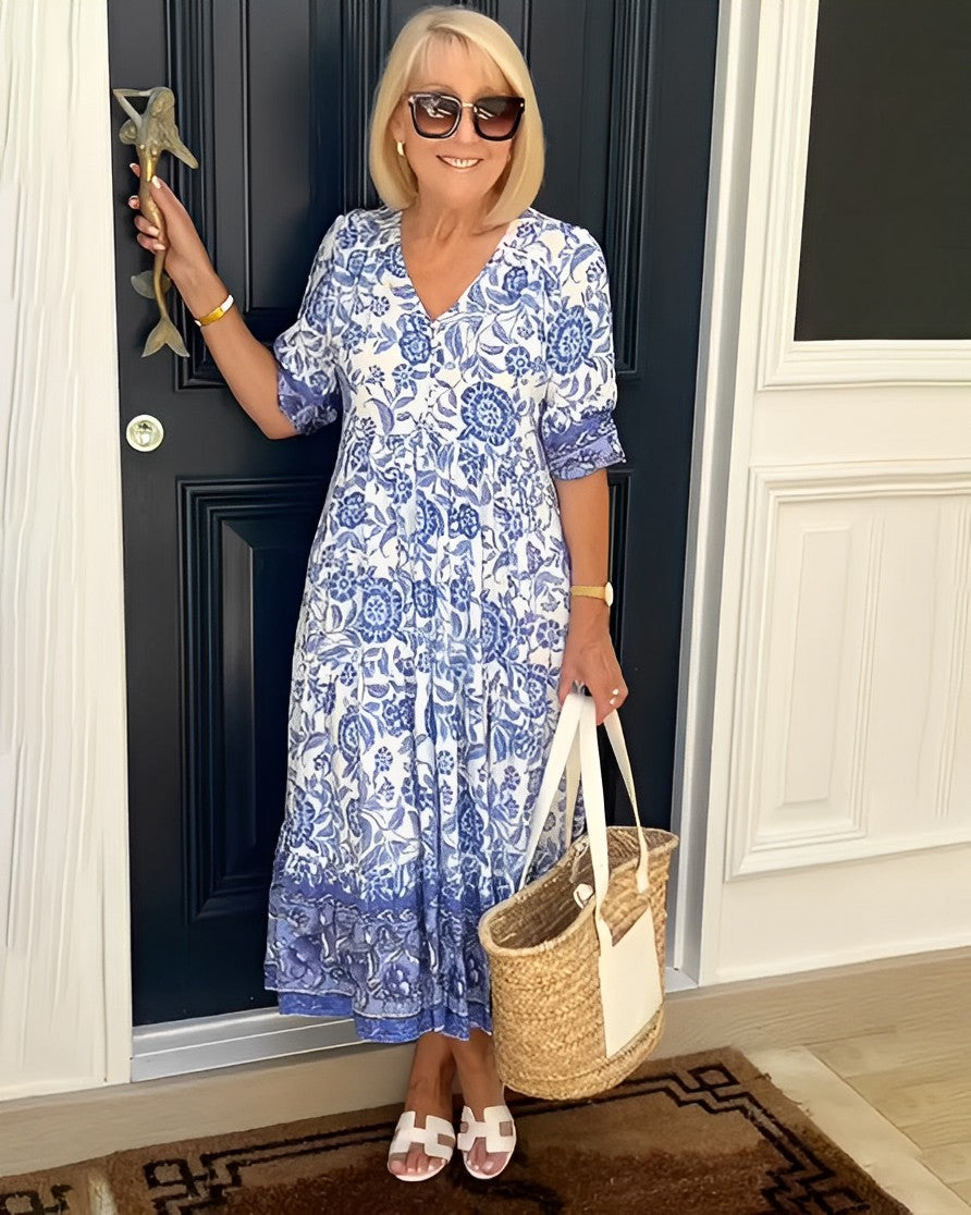 Keisha | Elegant Floral Dress with V-Neck
