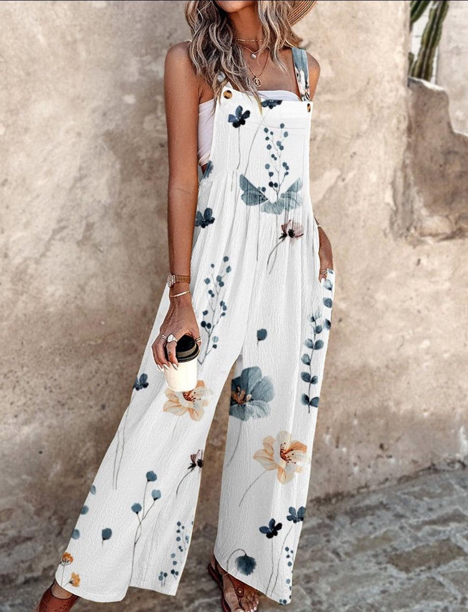 Apolline | Ivory Floral Dungarees