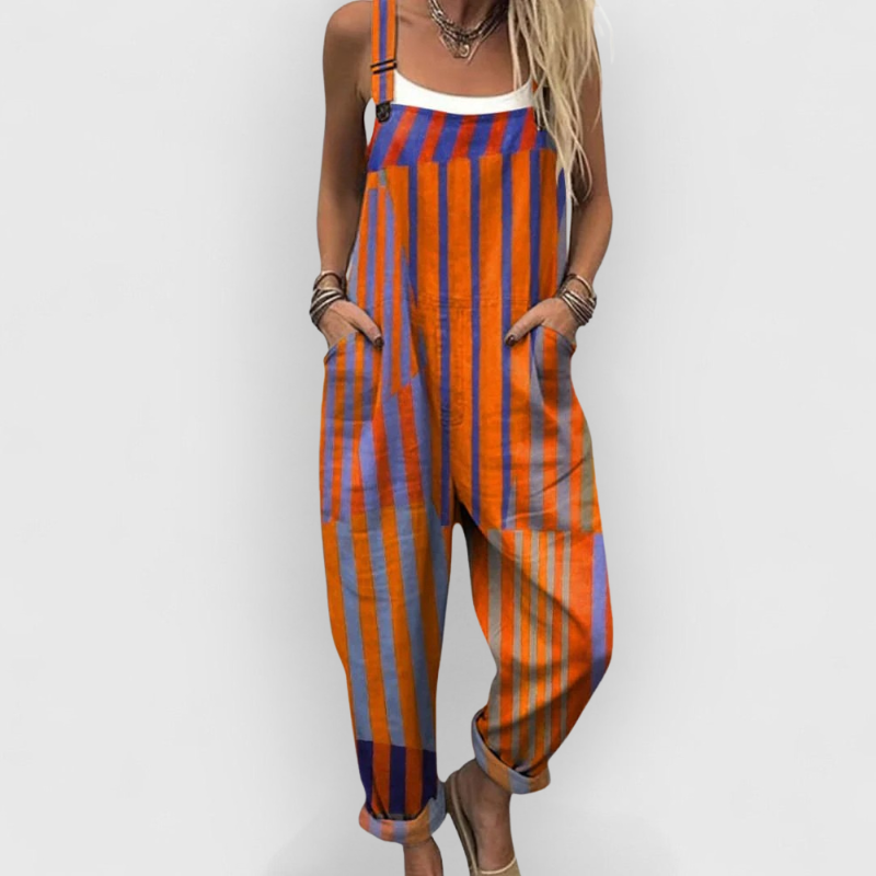 Beryl | Contrast Stripe Dungarees