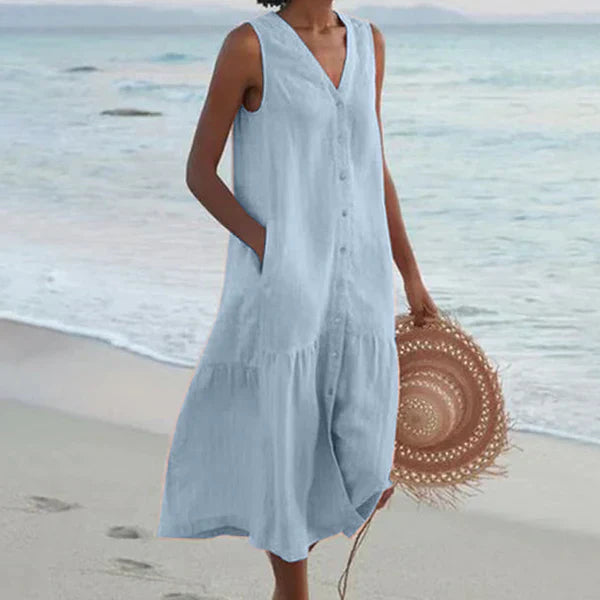Luna Vela | Sleeveless Shirt Dress with V-Neck