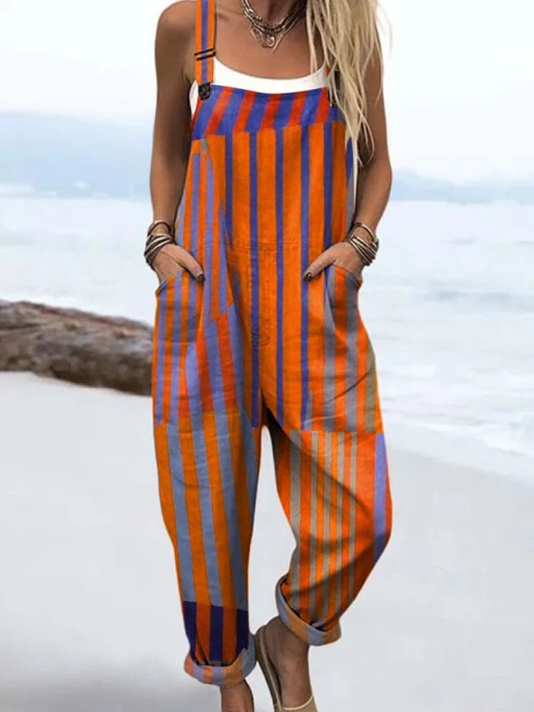 Beryl | Contrast Stripe Dungarees