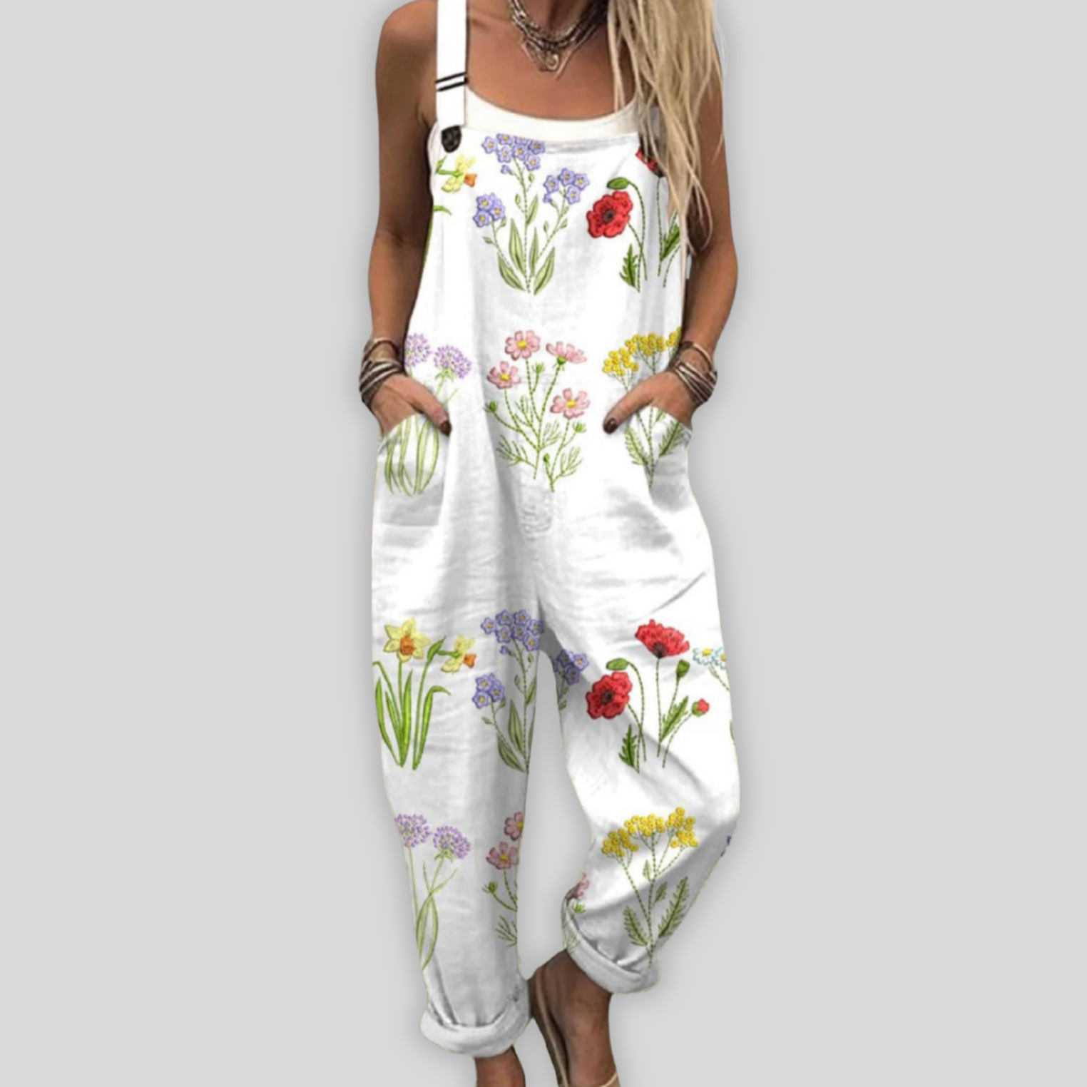 Floriane | Bright Floral Dungarees