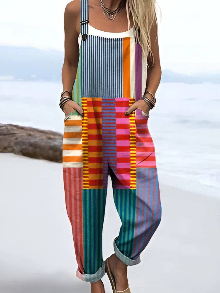 Clémence | Striped Patchwork Dungarees