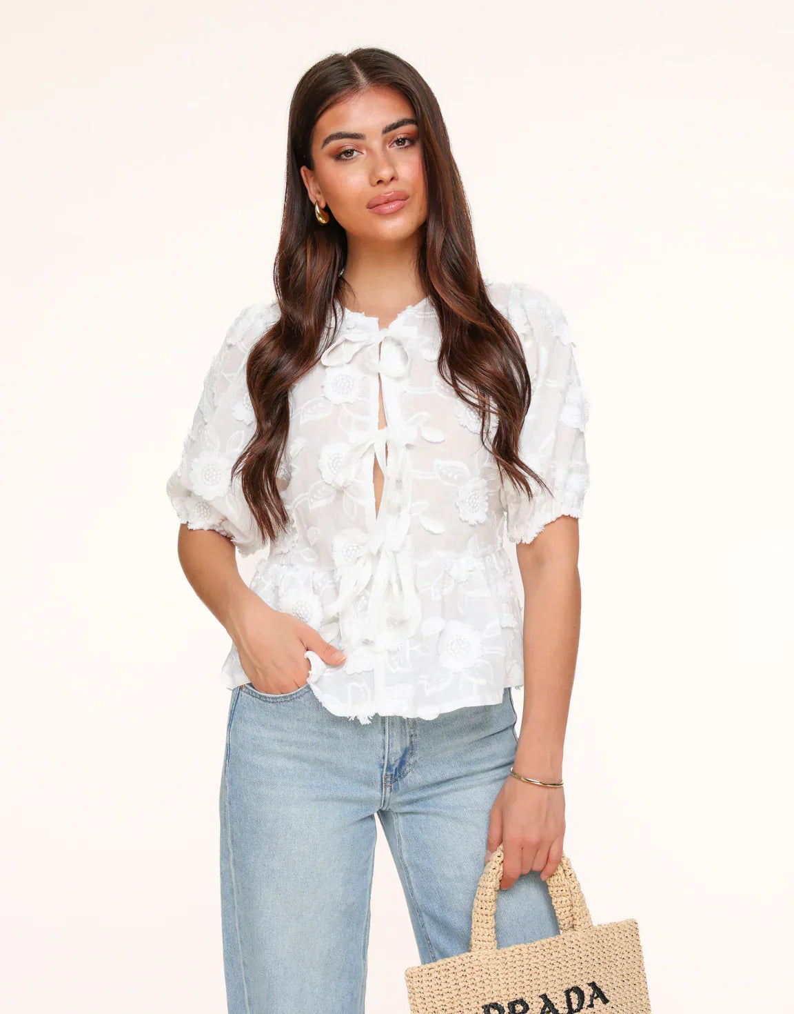 Giulia | Elegant Top with White Flowers