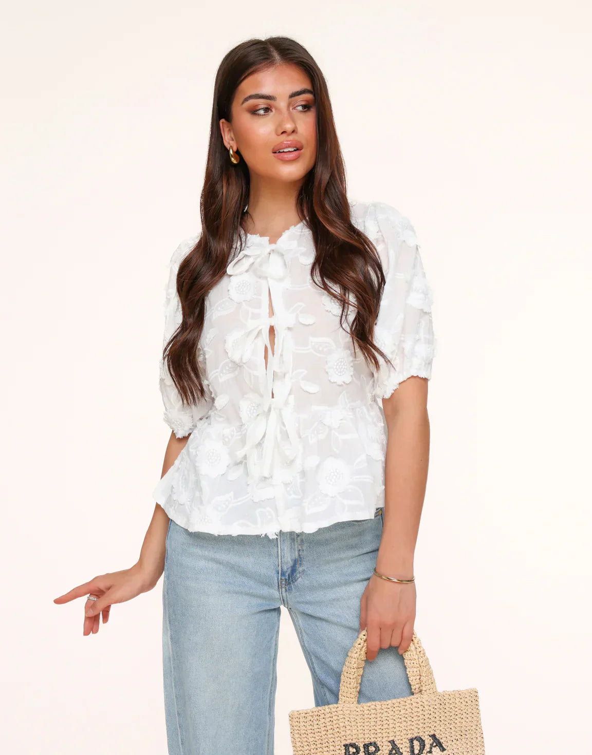 Giulia | Elegant Top with White Flowers